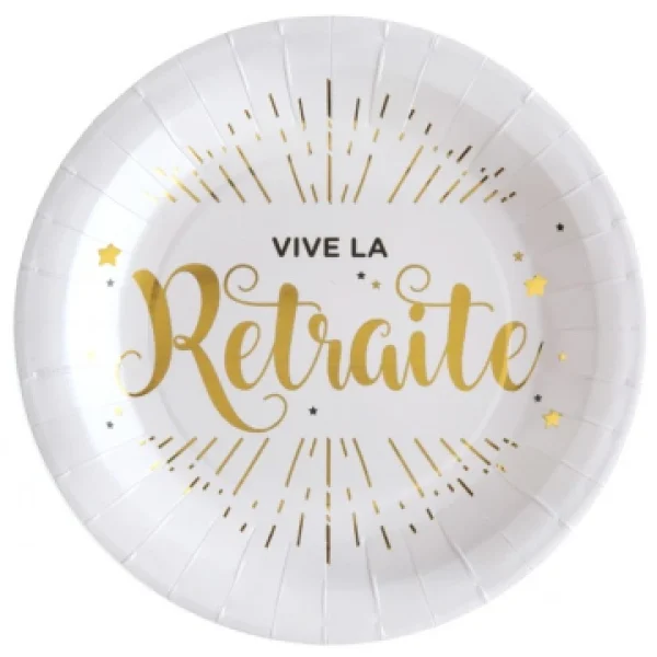 achetez Lot De 10 Assiettes Vive La Retraite 23 Cm 1