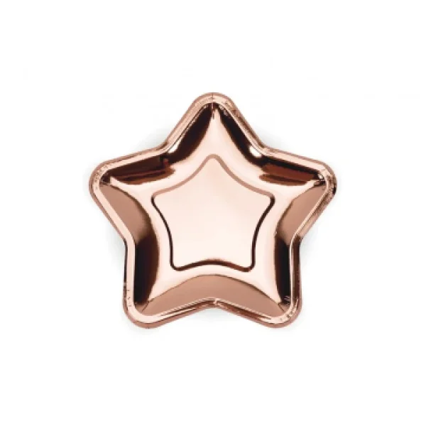 vente pas cher en ligne Lot De 6 Assiettes En Carton Rose Gold Forme Etoile 18 Cm 1