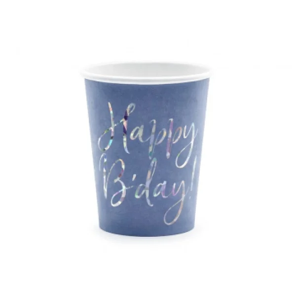 Les achats en ligne Lot De 6 Gobelets Carton Bleu Happy Birthday Iridescent 22 Cl 1