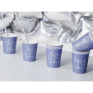 Les achats en ligne Lot De 6 Gobelets Carton Bleu Happy Birthday Iridescent 22 Cl 6