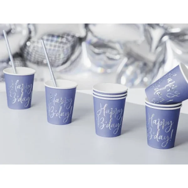 Les achats en ligne Lot De 6 Gobelets Carton Bleu Happy Birthday Iridescent 22 Cl 3