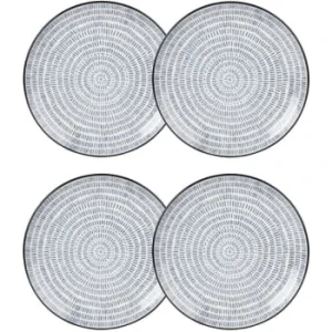 Maisons Du Monde Assiette à Dessert En Grès Blanc Motifs Graphiques Bleus – Lot De 4 à prix d'occasion 16