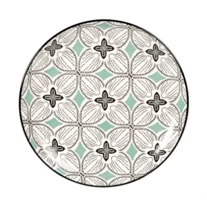 Maisons Du Monde Assiette à Dessert En Grès Motifs Graphiques Bleu Gris, Verts Et Blancs – Lot De 6 mode 7