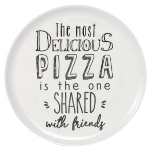 Large choix en ligne Maisons Du Monde Assiette à Pizza En Porcelaine Blanche Imprimée – Lot De 6 7