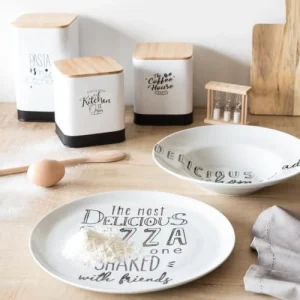 Large choix en ligne Maisons Du Monde Assiette à Pizza En Porcelaine Blanche Imprimée – Lot De 6 9