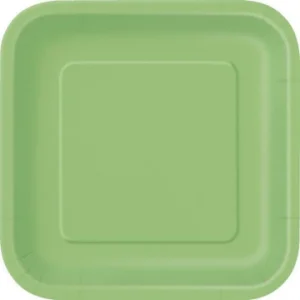 mode Lot De 14 Assiettes Réutilisables Carrées Vert Anis 21,5 Cm 6