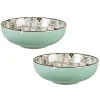 Maisons Du Monde Assiette Creuse En Grès Motifs Graphiques Bleu Gris, Verts Et Blancs – Lot De 2 online boutique 19