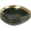 Kare Design Assiette Creuse En Grès Vert Foncé Et Doré D19 – Lot De 4 belle 17