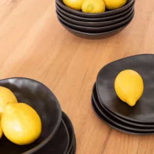 Kare Design Assiette Plate En Grès Noir D26 – Lot De 4 soldes magasin 9