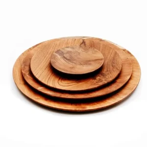 styles dernier cri Bazar Bizar Assiette Ronde En Bois De Teck Extra Petite 12