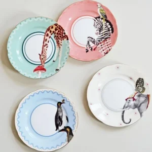 boutique en ligne france Yvonne Ellen Assiettes Animaux En Porcelaine D27cm – Lot De 4 10