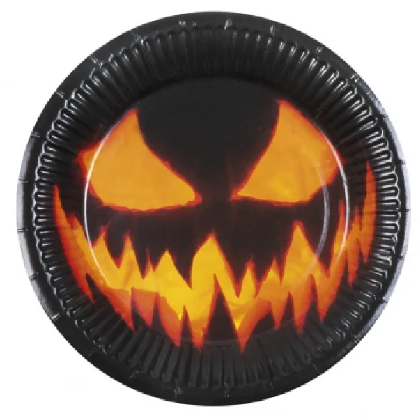 Lot De 6 Assiettes Citrouille Effrayante Halloween soldes 1