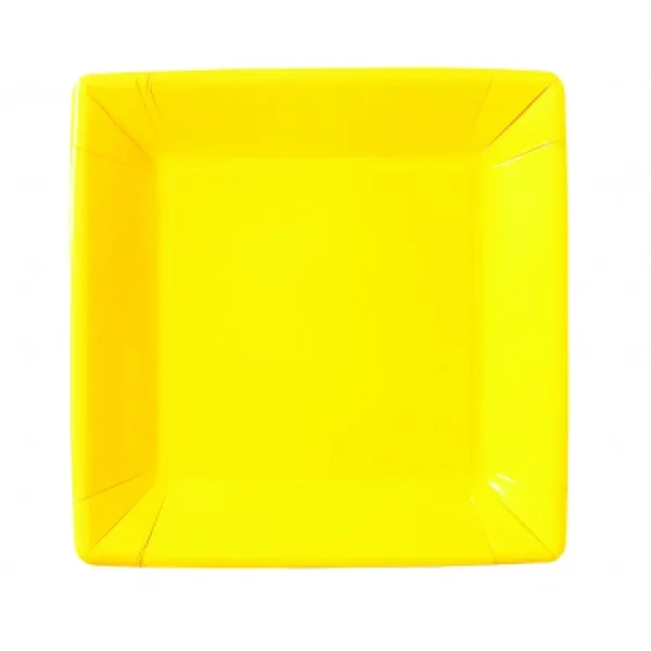 Lot De 10 Assiettes Carrée En Carton Jaune prix le plus bas 1