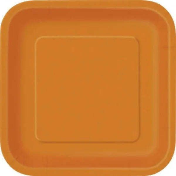 site en ligne Lot De 10 Assiettes Carrée En Carton Orange 1