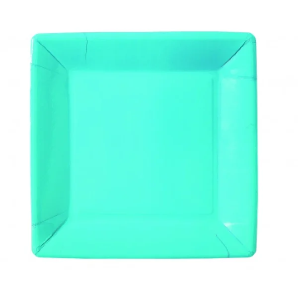 france en ligne Lot De 10 Assiettes Carrée En Carton Turquoise 1