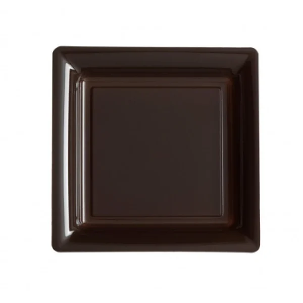 Lot De 12 Assiettes Carrées Jetables Chocolat PM prix pas cher 1