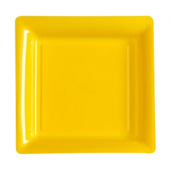 Lot De 12 Assiettes Carrées Jetables Jaune Prairie MM Dernières Nouveautés 1