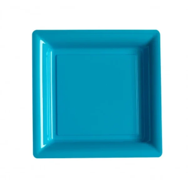 Lot De 12 Assiettes Carrées Jetables Turquoise PM Neuve avec étiquette 1