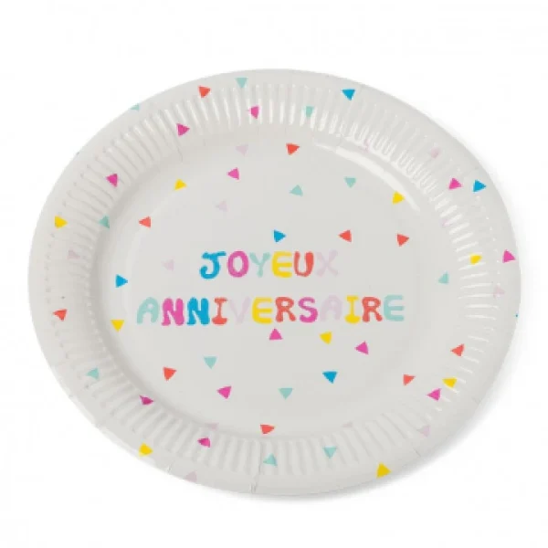 destockage Lot De 12 Assiettes Jetables Joyeux Anniversaire Tutti Frutti En Carton D 23 Cm 1