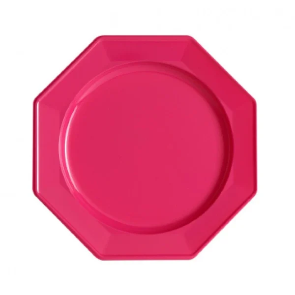 soldes en ligne Lot De 12 Assiettes Octogonales Jetables Fuschia MM 1