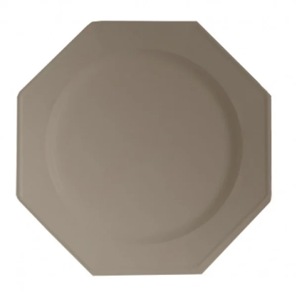 Lot De 12 Assiettes Octogonales Jetables Taupe GM vente luxe pas cher 1