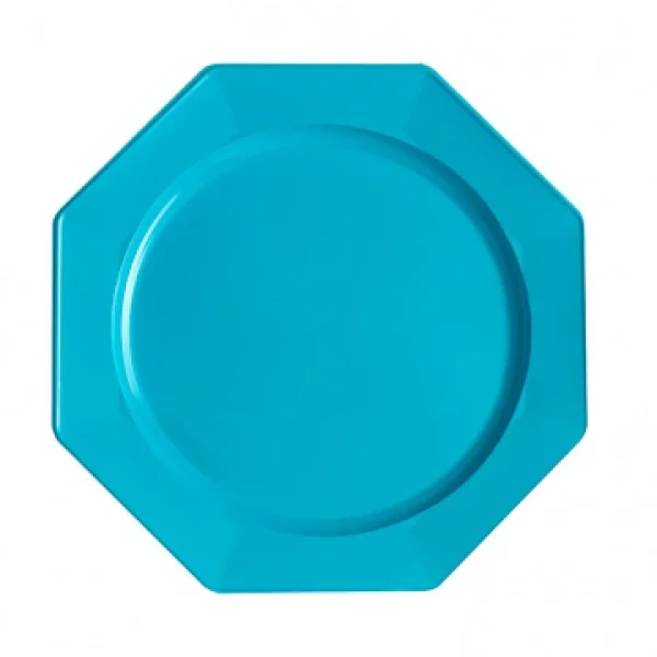 se précipiter pour acheter Lot De 12 Assiettes Octogonales Jetables Turquoise GM 1