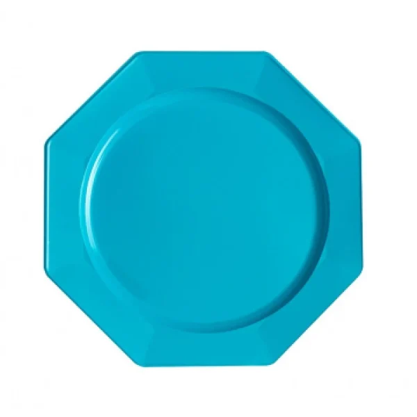 Retour Facile et Gratuit Lot De 12 Assiettes Octogonales Jetables Turquoise MM 1