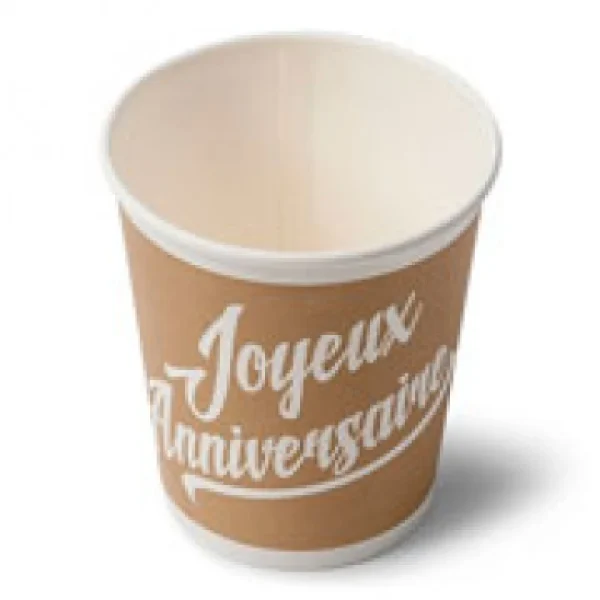 belle Lot De 20 Gobelets Jetables Joyeux Anniversaire Kraft Et En Carton 200ml 1