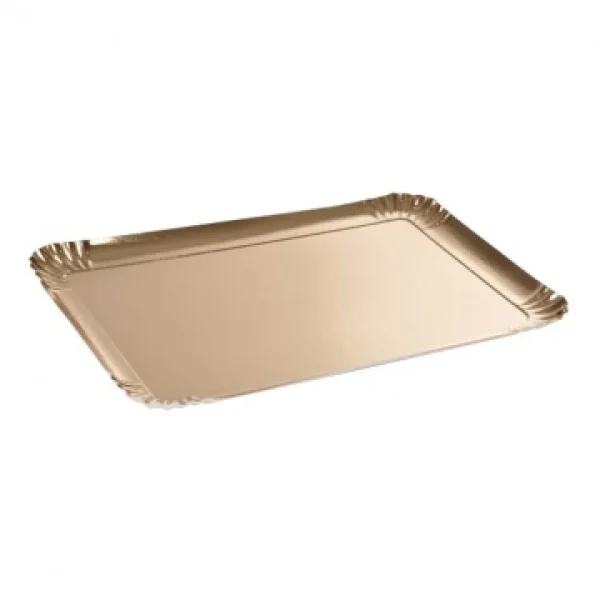 soldes luxe Lot De 3 Plateaux Rectangulaires Jetables Or 1