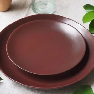 magasin en ligne france Maison Tilleul Lot De 4 Assiette à Dessert En Céramique Rouge D22 11