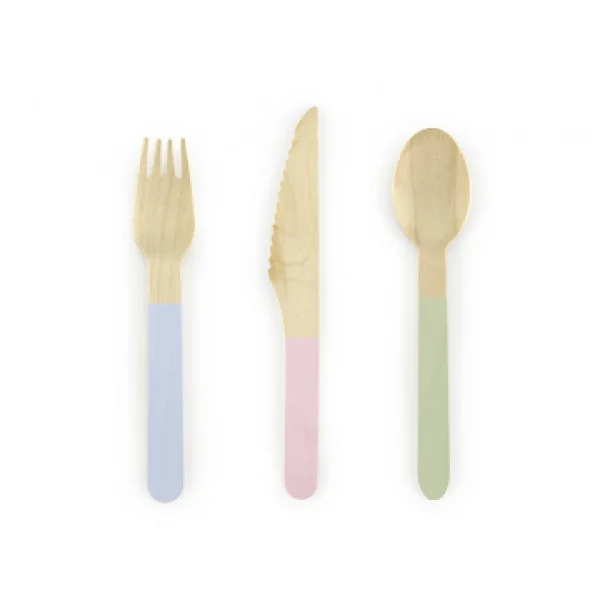 Couleurs variées Lot De 6 Couverts Complets En Bois Pastel Love 1