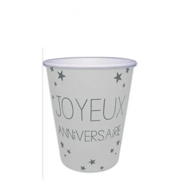 pas cher en vente Lot De 6 Gobelets Jetables Anniversaire Blanc Albâtre 25 Cl 1