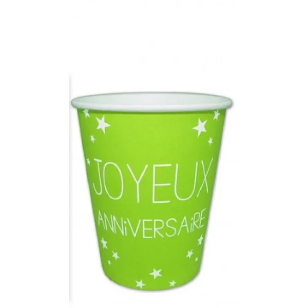 Lot De 6 Gobelets Jetables Anniversaire Vert Excellence 25 Cl offre spéciale 1