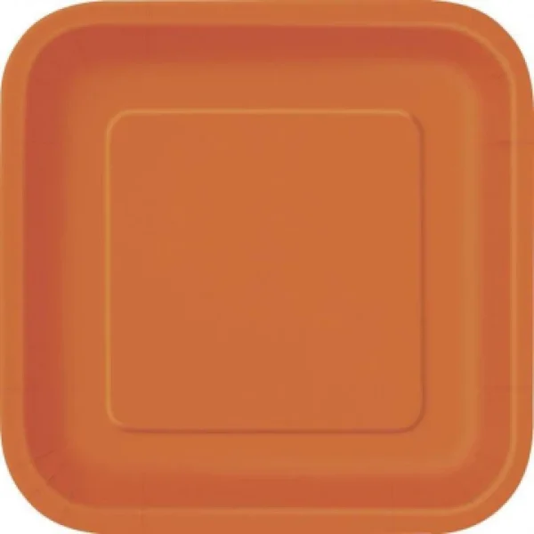 Lot De 8 Assiettes à Dessert Réutilisables Carrées Orange 16,5 Cm Meilleur Service 1