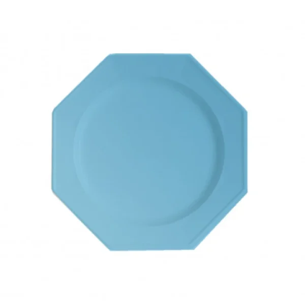 Lot De 8 Assiettes à Dessert Plastiques Réutilisables Octogonales Bleu Ciel 16,5 Cm qualité supérieure 1