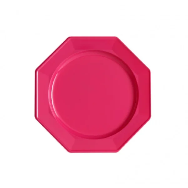 Lot De 8 Assiettes à Dessert Plastiques Réutilisables Octogonales Fuschia 16,5 Cm garantis authentique 1