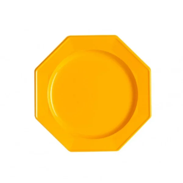 Satisfait ou Remboursé Lot De 8 Assiettes à Dessert Plastiques Réutilisables Octogonales Orange 16,5 Cm 1