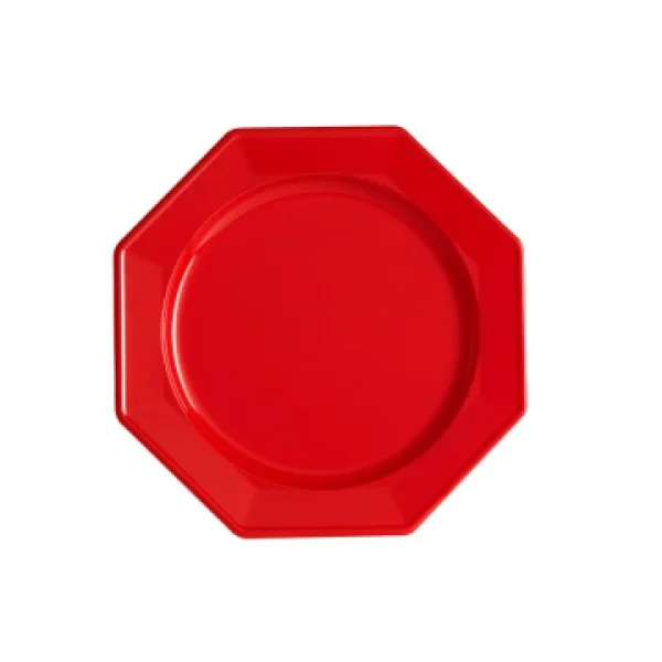 Lot De 8 Assiettes à Dessert Plastiques Réutilisables Octogonales Rouge 16,5 Cm nouvelle saison 1