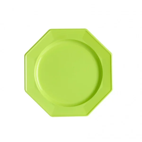 Nouvelle tendance Lot De 8 Assiettes à Dessert Plastiques Réutilisables Octogonales Vert Anis 16,5 Cm 1