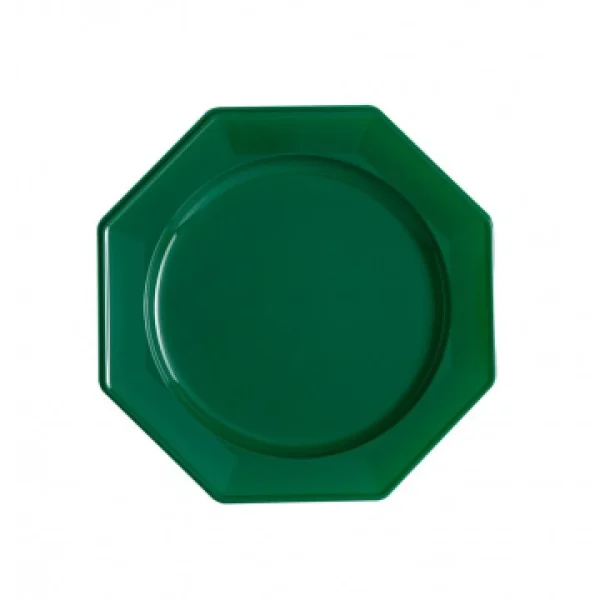 Lot De 8 Assiettes à Dessert Plastiques Réutilisables Octogonales Vert Sapin 16,5 Cm magasin en ligne france 1