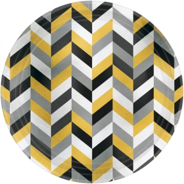 grossiste Lot De 8 Assiettes Chevron Jaune 22,8 Cm 1