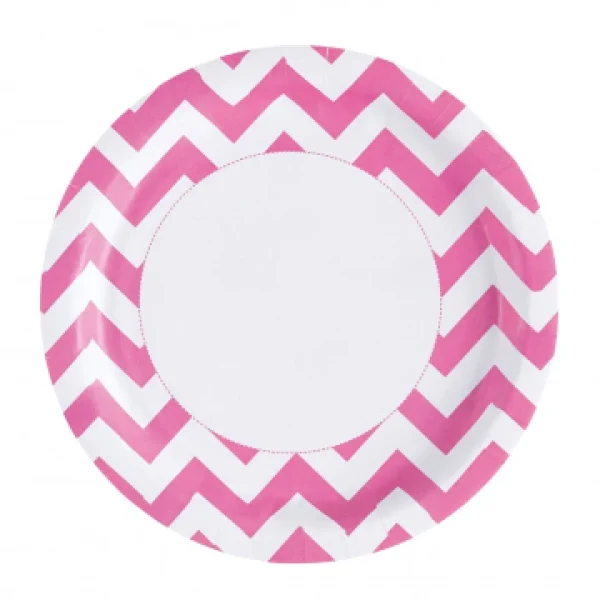 Lot De 8 Assiettes Chevron Rose 22,8 Cm Promotio de vente 1