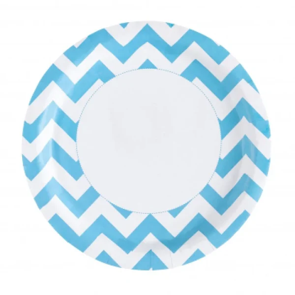 shopping pas cher Lot De 8 Assiettes Chevron Turquoise 22,8 Cm 1