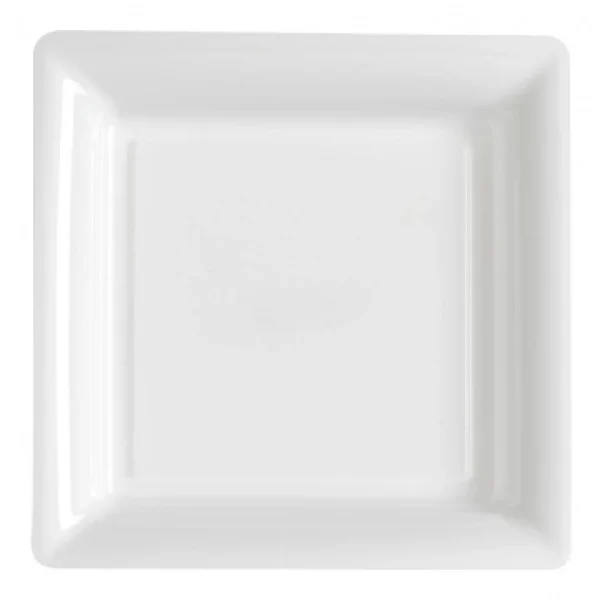 grand choix Lot De 8 Assiettes Plastiques Réutilisables Carrées Blanc 30,5 Cm 1