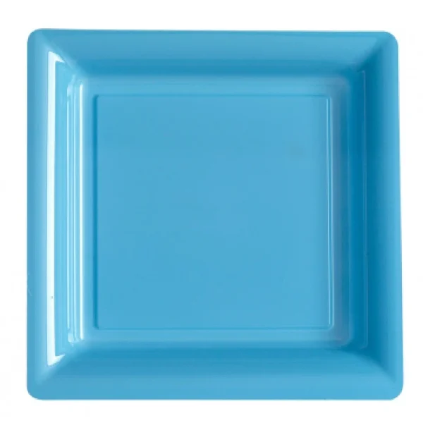 REMISE Lot De 8 Assiettes Plastiques Réutilisables Carrées Bleu Ciel 30,5 Cm 1