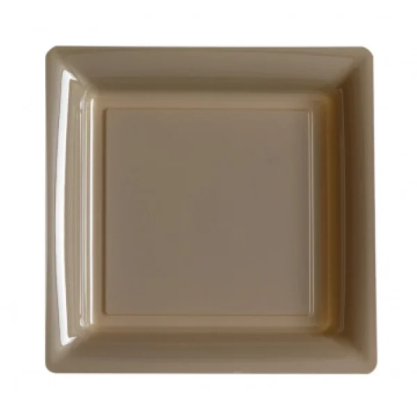 Lot De 8 Assiettes Réutilisables Carrées Taupe 21,5 Cm Meilleur Prix 1