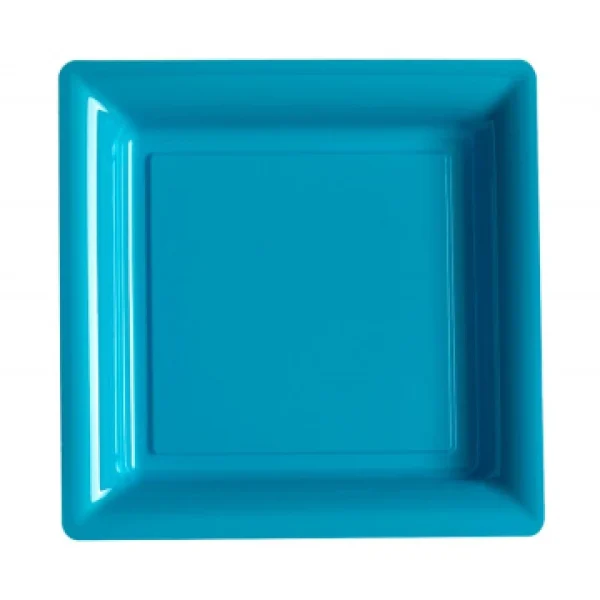 Lot De 8 Assiettes Réutilisables Carrées Turquoise 21,5 Cm grande marque pas cher 1