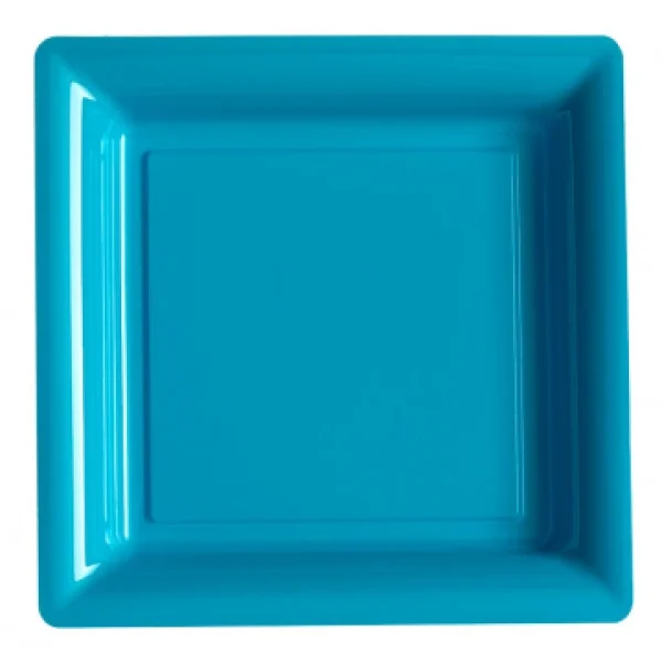 Lot De 8 Assiettes Plastiques Réutilisables Carrées Turquoise 30,5 Cm comparez les prix 1