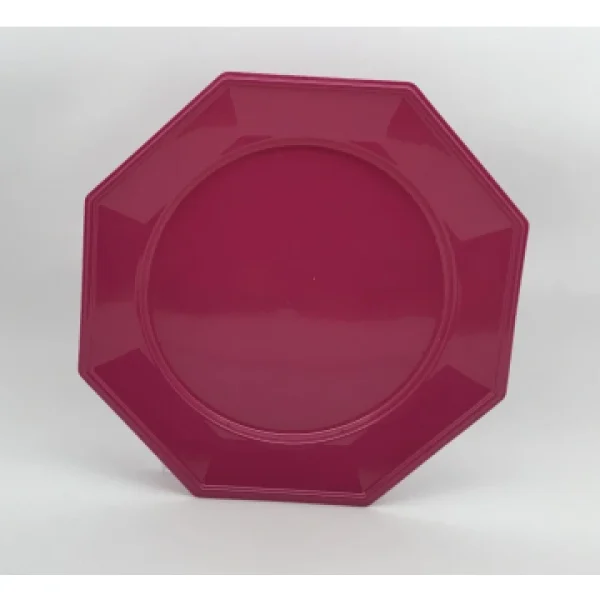 vente pas cher en ligne Lot De 8 Assiettes Plastiques Réutilisables Octogonales Framboise 24 Cm 1