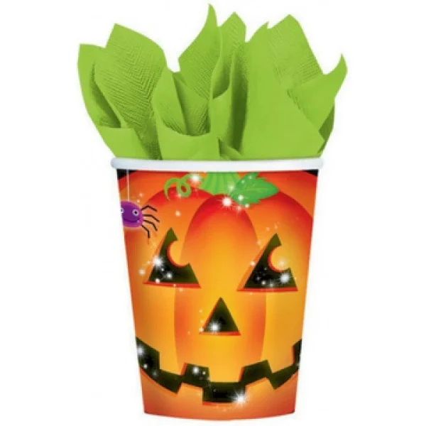 Acheter Maintenant Lot De 8 Gobelets Citrouille Halloween En Carton 26,6 Cl 1